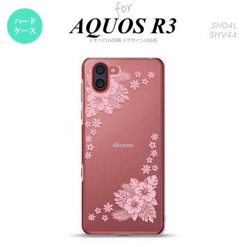 SH-04L SHV44 R3 AQUOS R3 スマホケース カバー ハイビスカス E クリア ピンク nk-r3-1056