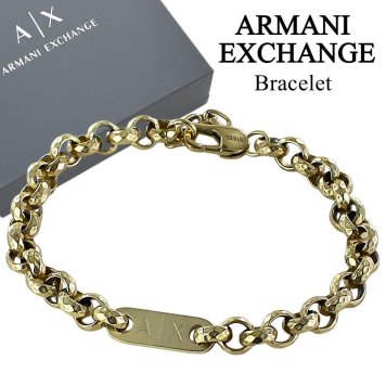 アルマーニエクスチェンジ ブレスレット メンズ レディース ゴールド ステンレス A|X ロゴ チェーン ユニセックス アクセサリー 誕生日 記念日 プレゼント ギフト ARMANI EXCHANGE 並行輸入品 成人 卒業 入学
