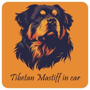 ドッグ カーステッカー イラスト付 Dog in Car チベタンマスティフ Bタイプ セーフティサイン 犬種別 正方形 13x13cm シール リア あおり運転対策 Dog Sticker 屋外 屋内 防水 かわいい おしゃれ 安全対策 カーサイン