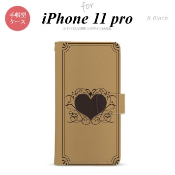 iPhone11Pro iPhone11 Pro 手帳型スマホケース カバー ハート 飾り ベージュ  nk-004s-i11p-dr613