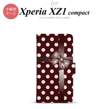 【手帳型 スマホ カバー ケース】【SO02K】【エクスペリア XZ1】手帳型 ケース SO-02K スマホ カバー Xperia XZ1 Compact エクスペリア ドット・リボン 赤茶 nk-004s-so02k-dr301【メール便送料無料】