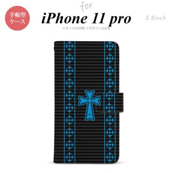 iPhone11Pro iPhone11 Pro 手帳型スマホケース カバー ゴシック 黒 水色  nk-004s-i11p-dr1009