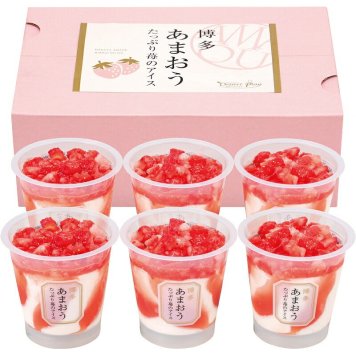 夏の贈り物お中元 博多あまおう たっぷり苺のアイス 苺のアイス（74ml）×6