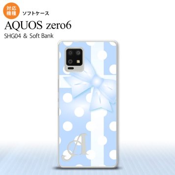 SHG04 SHG04 ZERO6 AQUOS zero6 スマホケース ソフトケース ドット リボン 青 +アルファベット メンズ レディース nk-zero6-tp302i