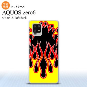 SHG04 SHG04 ZERO6 AQUOS zero6 スマホケース ソフトケース ファイヤー 炎 黒 黄 メンズ レディース nk-zero6-tp1301
