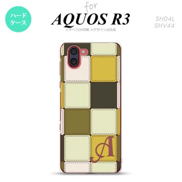 SH-04L SHV44 R3 AQUOS R3 スマホケース カバー パッチワーク ミックスA 黄 +アルファベット nk-r3-1671i