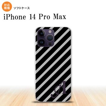 iPhone14 ProMax iPhone14 Pro Max スマホケース 背面ケースソフトケース ストライプ 黒 グレー +アルファベット 2022年 9月発売 nk-i14pm-tp712i
