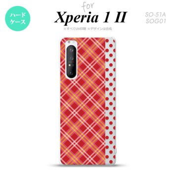 Xperia 1 II 5G スマホケース 背面カバー ストラップホール有り ハードケース タータン ドット 赤 ストラップホール おしゃれ かわいい かっこいい メンズ レディース nk-xp12-1531