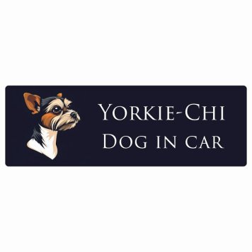 ドッグ カーステッカー イラスト付 Dog in Car ヨーチー Bタイプ セーフティサイン 犬種別 長方形 20x6.7cm シール リア あおり運転対策 Dog Sticker 屋外 屋内 防水 かわいい おしゃれ 安全対策 カーサイン
