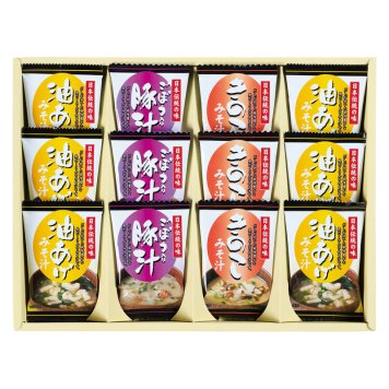 フリーズドライ「お味噌汁三種の味詰合せ」  ／お吸い物 和風惣菜 惣菜・レトルト 食品 お中元 御中元 ギフト 暑中 残暑 お盆 初盆 新盆 お供 御供 ギフト 2026 送料無料 ギフト プレゼント プチギフト 内祝い 快気祝い 出産祝い 結婚祝い 引出物 新築祝い お返し