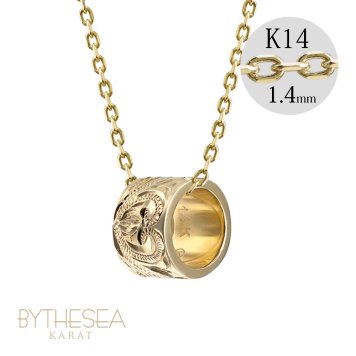 ゴールド ネックレス ハワイアンジュエリー ネックレス ゴールド イエローゴールド ネックレス スクロールチューブ Lサイズ 14k k14カットあずきチェーン太1.4mm 長さ ギフトラッピング可能 メンズ レディース プレゼント ハロウィン 【品番：CG-GP126-CH1020】