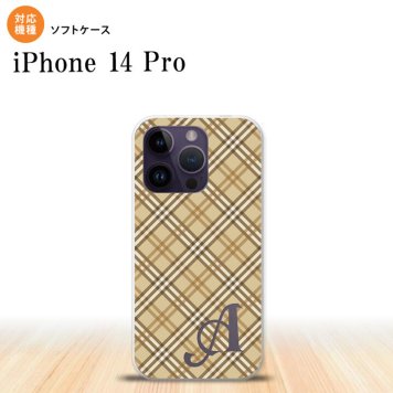 iPhone14 Pro iPhone14 Pro スマホケース 背面ケースソフトケース チェック A ベージュ +アルファベット 2022年 9月発売 nk-i14p-tp443i