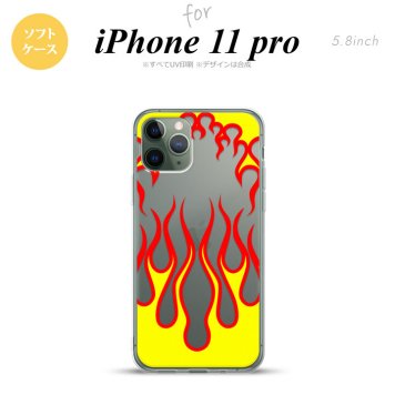 iPhone11Pro iPhone11 Pro スマホケース ソフトケース ファイヤー 炎 クリア 黄 メンズ レディース nk-i11p-tp1311