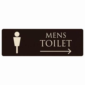 トイレ プレート 木製 MENS ブラック ナチュラル 右 矢印 長方形 27x9cm方向案内 進路ドア サインプレート ピクトサイン トイレマーク表示 案内 注意 施設 御手洗 TOILET おしゃれ シンプル 安全対策
