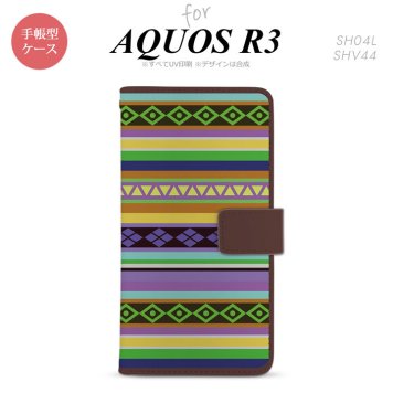 SH-04L/SHV44 AQUOS R3 手帳型スマホケース カバー エスニック ボーダー 紫  nk-004s-r3-dr1564