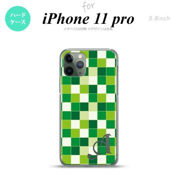 iPhone11Pro iPhone11 Pro スマホケース ハードケース スクエア モザイク 緑 +アルファベット メンズ レディース nk-i11p-1022i