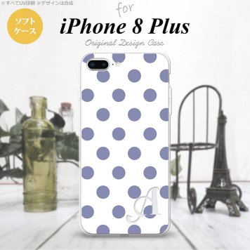 【iPhone8Plus】【スマホケース/スマホカバー】【アイフォン8プラス】iPhone8Plus スマホケース ケース アイフォン8プラス イニシャル ドット・水玉 白×青 nk-ip8p-tp107ini【メール便送料無料】