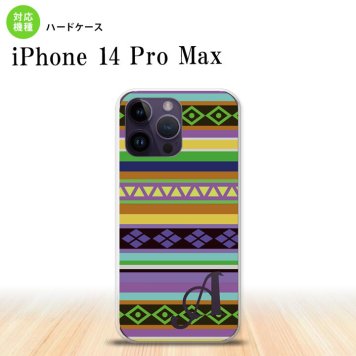 iPhone14 ProMax iPhone14 Pro Max スマホケース 背面ケース ハードケース エスニック ボーダー 紫 +アルファベット 2022年 9月発売 nk-i14pm-1564i