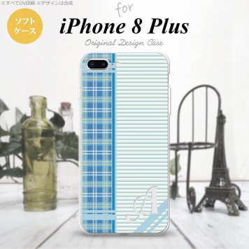 【iPhone8Plus】【スマホケース/スマホカバー】【アイフォン8プラス】iPhone8Plus スマホケース ケース アイフォン8プラス イニシャル チェック・ボーダー 青 nk-ip8p-tp1604ini【メール便送料無料】