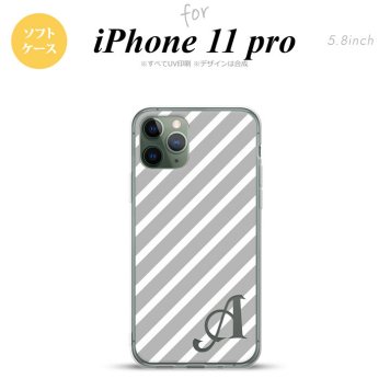 iPhone11Pro iPhone11 Pro スマホケース ソフトケース ストライプ グレー 白 +アルファベット メンズ レディース nk-i11p-tp713i