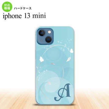 iPhone13mini iPhone13 mini ケース ハードケース バタフライ 蝶 A 青 +アルファベット  nk-i13m-203i