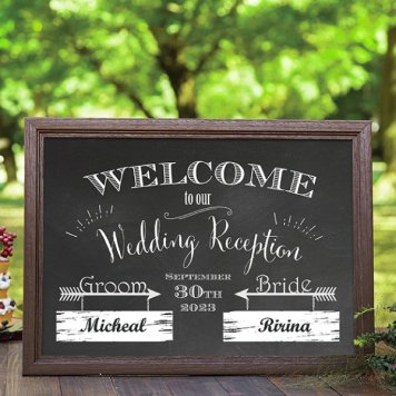 ブラックボードスタイルウェルカムボード Design.10結婚式 披露宴 ウェディング ウエルカムスペース おしゃれ 黒板 ブラックボード チョークボード ナチュラル＆カジュアルラスティック＆クラシック ナチュラル＆カジュアルラスティック＆クラシック