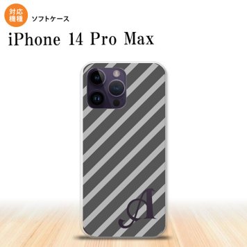 iPhone14 ProMax iPhone14 Pro Max スマホケース 背面ケースソフトケース ストライプ グレー +アルファベット 2022年 9月発売 nk-i14pm-tp711i