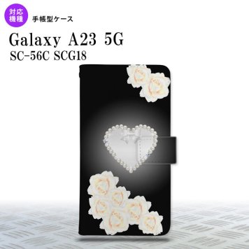 Galaxy A23 GalaxyA23 手帳型スマホケース カバー ハート 黒 2022年 10月発売 nk-004s-a23-dr233