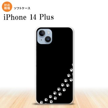 iPhone14 plsu iPhone14 plsu スマホケース 背面ケースソフトケース 猫 足跡 黒 白 2022年 10月発売 nk-i14pl-tp422