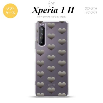 Xperia 1 II 5G スマホケース 背面カバー ストラップホール有り ソフトケース ハート A グレー ストラップホール おしゃれ かわいい かっこいい メンズ レディース nk-xp12-tp016