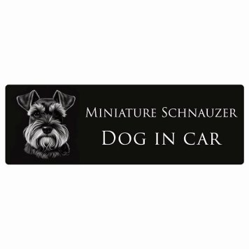 ドッグ カーステッカー イラスト付 Dog in Car ミニチュアシュナウザー Aタイプ セーフティサイン 犬種別 長方形 20x6.7cm シール リア あおり運転対策 Dog Sticker 屋外 屋内 防水 かわいい おしゃれ 安全対策 カーサイン