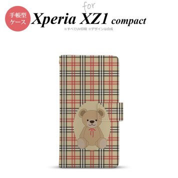 【手帳型 スマホ カバー ケース】【SO02K】【エクスペリア XZ1】手帳型 ケース SO-02K スマホ カバー Xperia XZ1 Compact エクスペリア くま(A) 茶×赤 nk-004s-so02k-dr752【メール便送料無料】