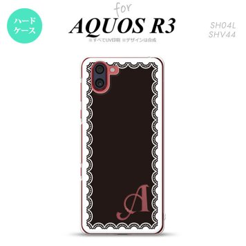 SH-04L SHV44 R3 AQUOS R3 スマホケース カバー レース 白 黒 +アルファベット nk-r3-363i