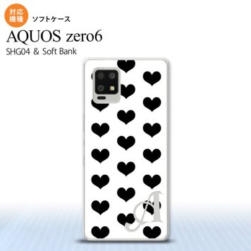 SHG04 SHG04 ZERO6 AQUOS zero6 スマホケース ソフトケース ハート A 白 黒 +アルファベット メンズ レディース nk-zero6-tp115i