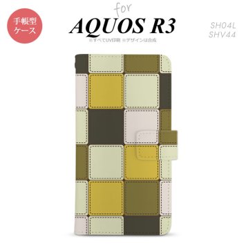 SH-04L/SHV44 AQUOS R3 手帳型スマホケース カバー パッチワーク ミックス  nk-004s-r3-dr1671