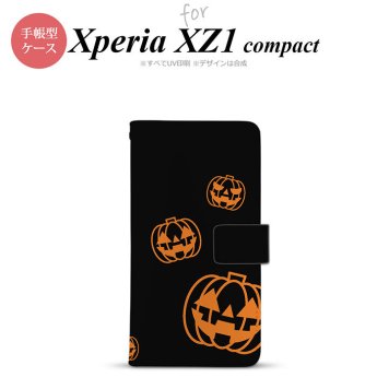 【手帳型 スマホ カバー ケース】【SO02K】【エクスペリア XZ1】手帳型 ケース SO-02K スマホ カバー Xperia XZ1 Compact エクスペリア ハロウィン カボチャスタンプ 黒 nk-004s-so02k-dr404【メール便送料無料】