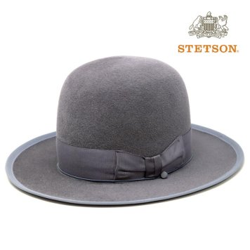 STETSON 中折れハット フェルトハット ステットソン 復刻 ラビット ファー メンズ CUSTOM V OPENCROWN 帽子 ボーラーハット グレー stetson 帽子通販 クリスマス プレゼント ギフト包装