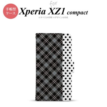 【手帳型 スマホ カバー ケース】【SO02K】【エクスペリア XZ1】手帳型 ケース SO-02K スマホ カバー Xperia XZ1 Compact エクスペリア タータン・ドット 黒 nk-004s-so02k-dr1535【メール便送料無料】