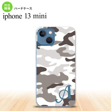 iPhone13mini iPhone13 mini ケース ハードケース ウッドランド 迷彩 B グレー +アルファベット  nk-i13m-1146i