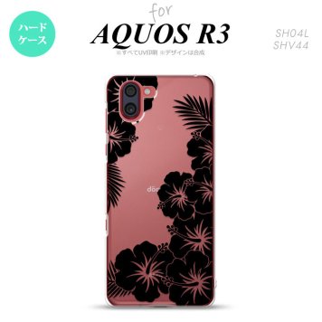 SH-04L SHV44 R3 AQUOS R3 スマホケース カバー ハイビスカス F クリア 黒 nk-r3-1060