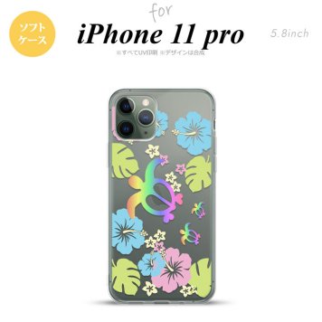 iPhone11Pro iPhone11 Pro スマホケース ソフトケース ホヌ ハイビスカス クリア メンズ レディース nk-i11p-tp686
