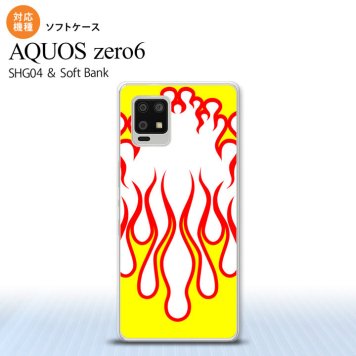 SHG04 SHG04 ZERO6 AQUOS zero6 スマホケース ソフトケース ファイヤー 炎 白 黄 メンズ レディース nk-zero6-tp1306