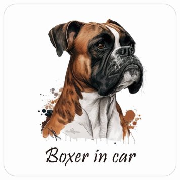 ドッグ カーステッカー イラスト付 Dog in Car ボクサー Aタイプ セーフティサイン 犬種別 正方形 13x13cm シール リア あおり運転対策 Dog Sticker 屋外 屋内 防水 かわいい おしゃれ 安全対策 カーサイン