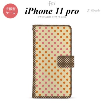 iPhone11Pro iPhone11 Pro 手帳型スマホケース カバー ドット 水玉 ベージュ オレンジ  nk-004s-i11p-dr1648