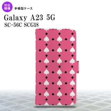 Galaxy A23 GalaxyA23 手帳型スマホケース カバー トランプ スペード ピンク 白 2022年 10月発売 nk-004s-a23-dr542