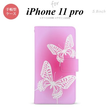 iPhone11Pro iPhone11 Pro 手帳型スマホケース カバー 蝶 ピンク  nk-004s-i11p-dr855