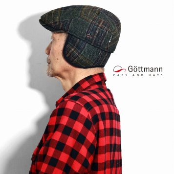 Gottmann ハンチング 帽子 秋冬 チェック 柄 大きいサイズ メンズ Gore-tex 耳当て ゴアテックス ハンチング帽 オリーブ 誕生日 プレゼント クリスマス ギフト包装 ラッピング
