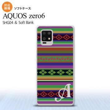 SHG04 SHG04 ZERO6 AQUOS zero6 スマホケース ソフトケース エスニック ボーダー 緑 +アルファベット メンズ レディース nk-zero6-tp1563i
