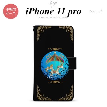 iPhone11Pro iPhone11 Pro 手帳型スマホケース カバー メリーゴーラウンド 黒  nk-004s-i11p-dr1504
