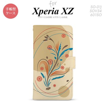 【手帳型 スマホ カバー ケース】【SO01J】【エクスペリア XZ 】手帳型 ケース SO-01J スマホ カバー XPERIA XZ エクスペリア 和柄 ベージュ nk-004s-so01j-dr1228【メール便送料無料】